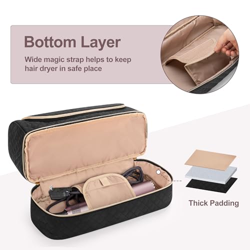 Yarwo Carrying Case Compatible with Shark Flexfusion HD641S/HD642S, Double Layers Hanging Travel Bag for FlexFusion Hair Straightener & Powerful Hair Dryer and Hair Styler Attachments, Black