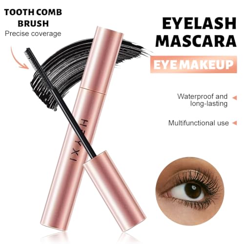 Waterproof Black Mascara With Fine Tooth Comb Brush, Volumizing and Lengthening Mascara for Fine Lashes, Volume and Length, Curling, Smudge-Proof (#01)