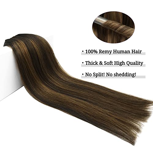 DOORES Balayage Dark Brown to Chestnut Brown Remy Clip-In Hair Extensions - 120g, 7pcs, 18 Inch