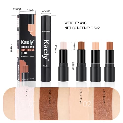 Kaely 4-Color Cream Contour Stick Kit - Waterproof Highlighter Bronzer