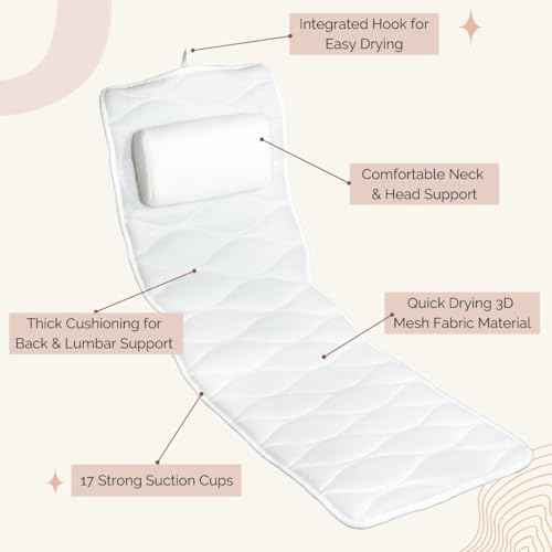 Our Full Body Bath Pillow - Ideal Bathtub Accessory for Relaxing Bath Gifts for Women