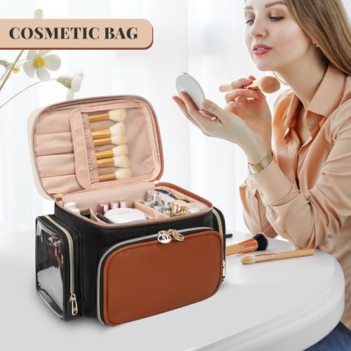 Bagmoly Large Makeup Bag Organizer with Brush Compartment