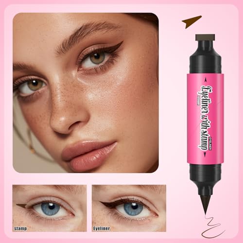 Dual-End Winged Eyeliner Stamp Pen - Waterproof Brown