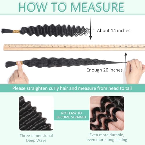Goday 150g 6 Bundles Boho Braiding Hair 18 Inch Wet & Wavy Curly Human Hair for Braiding