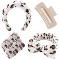 Beige Leopard 7-Piece Spa & Hair Accessory Set for Women & Girls