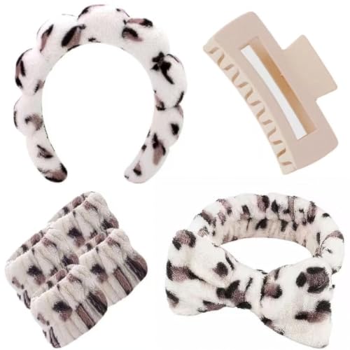 Beige Leopard 7-Piece Spa & Hair Accessory Set for Women & Girls