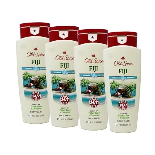 Old Spice Body Wash for Men, Fresher Fiji Scent, Fresher Collection, 16 Fluid Ounce (Pack of 4)
