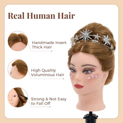 Mannequin Head 80% Real Human Hair 28" with Table Clamp