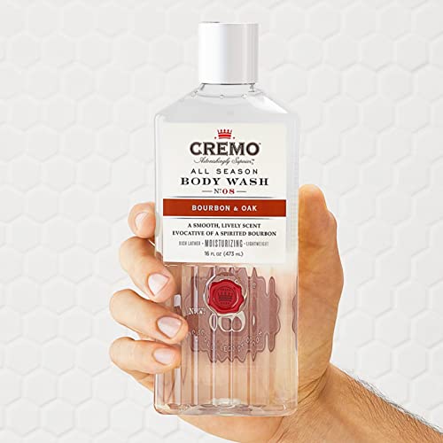 Cremo Rich-Lathering Bourbon & Oak Body Wash for Men, A Sophisticated Blend of Distillers Spice, Fine Bourbon and White Oak, 16 Fl Oz (Packaging May Vary)