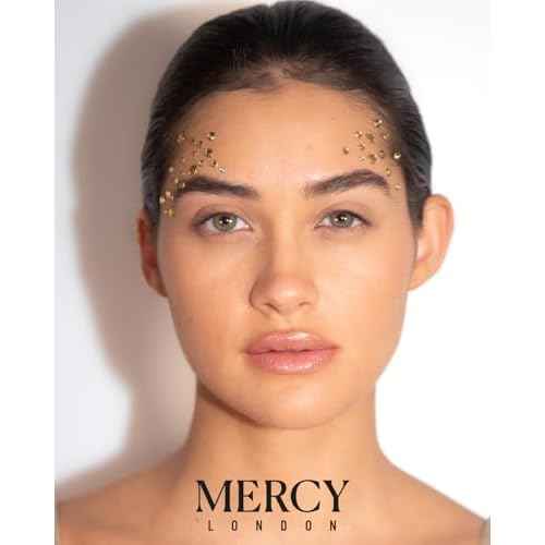 MERCY LONDON Face Gems in Gold, 866 Self Adhesive Rhinestone Stickers for Face, Eye, Makeup, Body, DIY Face Gems