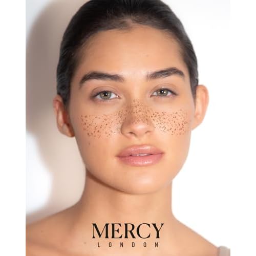 MERCY LONDON Brown Freckle Tattoos ? 5 Pieces Natural & Long-Lasting Faux Freckles, Easy to Apply & Remove, Waterproof, Smudge-Proof Beauty Accessory, Brown Freckle Makeup