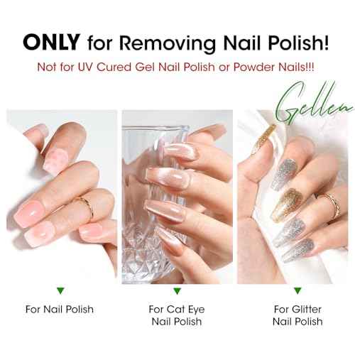 Gellen Nail Polish Remover, Non Acetone Nail Polish Removal for Regular Nail Polishes, Jasmine Scent Healthy Nail Polish Remover with Easy Push-down Pump, 6.09 Fl Oz