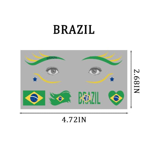 Brazil Flag Temporary Tattoos - Waterproof Face Stickers