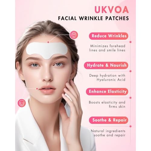 Forehead Wrinkle Patches & Smile Line Patches, Overnight Facial Wrinkle Treatment with Hyaluronic Acid, Aloe, Collagen & Vitamin E to Lift Smile Lines for Women 36pcs with Face Retinol Cream