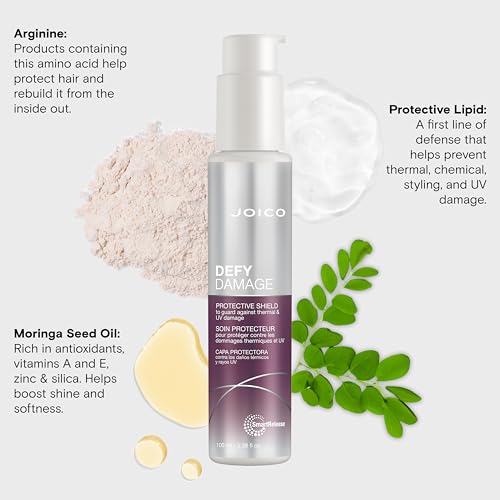 Defy Damage Protective Shield | For Damaged, Color-Treated Hair | Protect Against UV & Thermal Damage | Strengthen Bonds & Preserve Hair Color | With Moringa Seed & Arginine | 3.38 Fl Oz (Pack of 2)