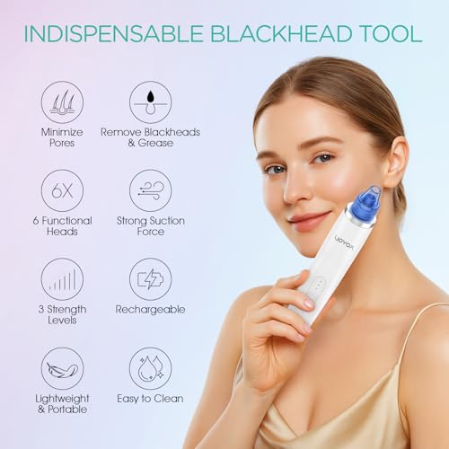 VOYOR Blackhead Remover Pore Vacuum - 6 Heads, 3 Modes