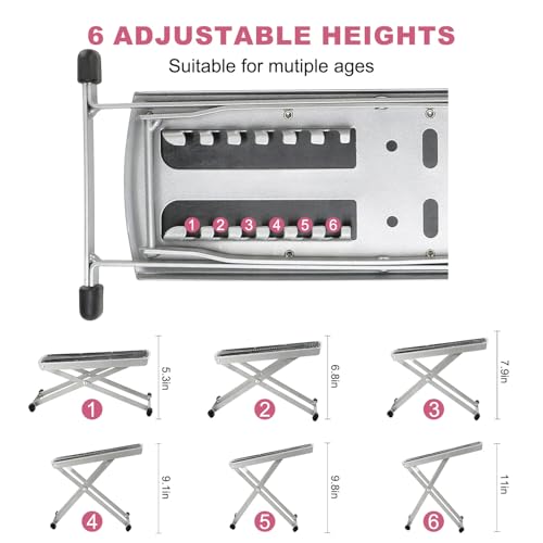 Adjustable Pedicure Foot Rest - 6 Heights, Non-Slip, Foldable