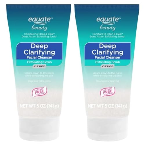 Equate Beauty Deep Clarifying Exfoliating Facial Cleanser, 5 oz, 2-Pack with LeSue Washcloth
