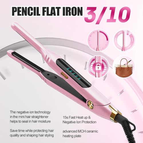 Mvxitanny Mini Flat Iron for Short Hair & Pixie Cuts - 15s Heat Up