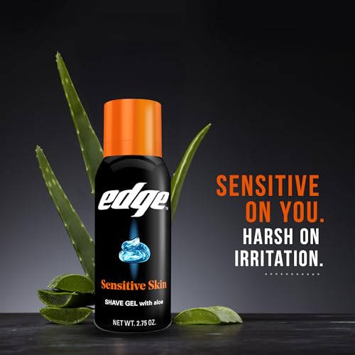 Edge Sensitive Skin Shaving Gel for Men, Cooling & Moisturizing, 2.75 oz (12 Pack)