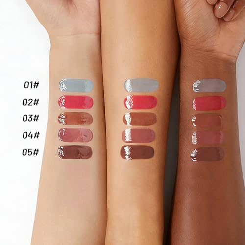 WanTuoluo Jelly Lip Gloss - Glass Shine Tint, 5 Colors