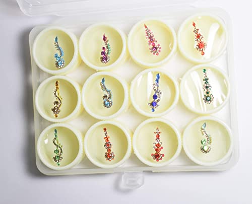 Multicolored Crystal Bindis Sticker Tattoo Pack of 12