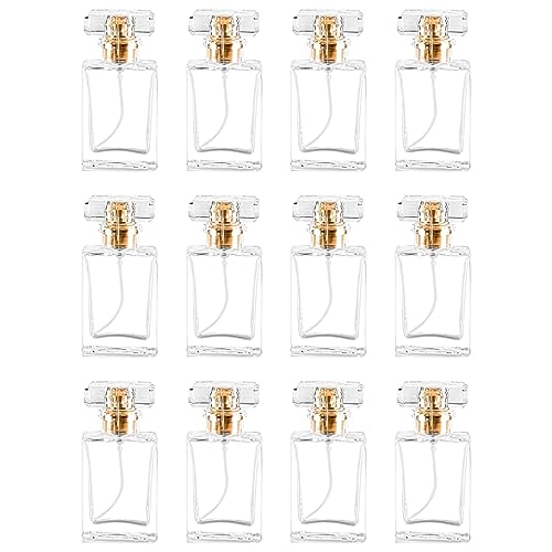 Glass Perfume Bottle Empty Refillable 8Pack Clear Travel Perfume Spray Atomizer Bottle 30ml Perfume Fine Mist Spray Perfume Bottle Atomizer Container with Sprayer Applicator (Clear Square 30ml 24PCS)