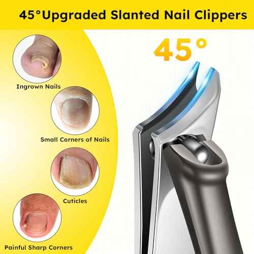 Nail Clippers for Seniors, Heavy Duty Ingrown Toenail Clippers with Long Handle£¬Angled Head Large Toe Nail Clippers and Slanted Nail Cutter for Thick Nail for Men Women Pregnant Elderly 6Pcs