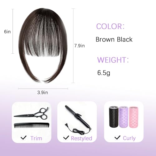 Clip-In Bangs French Fringe with Temples - Black & Brown