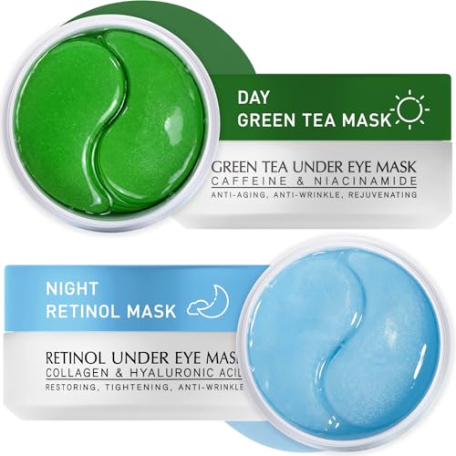 Enaskin Naturals Under Eye Patches Kit - 120 Pcs Retinol & Green Tea for Dark Circles, Puffiness & Wrinkles, Skin Care Set