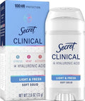 Clinical Strength Antiperspirant Deodorant for Women - 100 Hour Protection, Soft Solid, Hyaluronic Acid, Light Scent, 2.6 oz