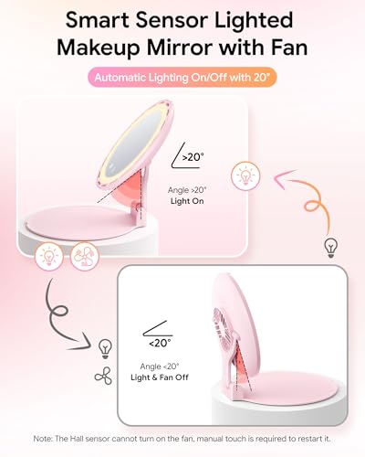 Gospire Portable Lighted Makeup Mirror with Fan and Dimming
