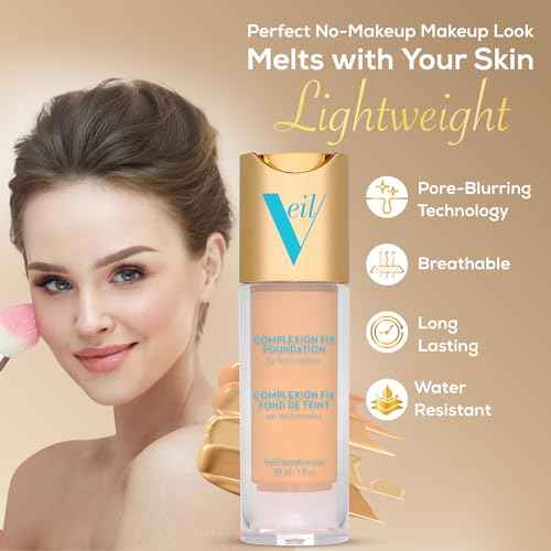 Veil Cosmetics Complexion Fix Liquid Foundation ? Buildable Coverage ? Water-Resistant, Hypoallergenic, Oil-Free, Cruelty-Free & Vegan ? Lightweight & Brightening ? Long Lasting (2N Light Neutral)
