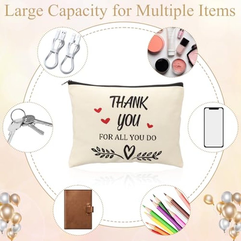 Coume 12-Pack Inspirational Makeup Bags for Teachers & Nurses
