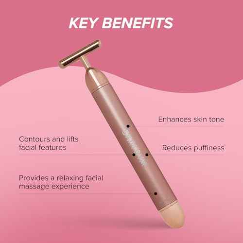 SKIN GYM Beauty Lifter Vibrating T-Bar Gold, Sonic Facial Massage Tool for Sculpting and Circulation