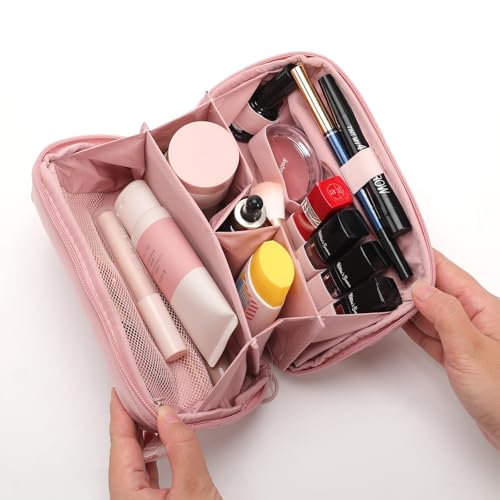Makeup Bag for Travel Medium Cosmetic Case for Women Large Capacity Portable Zipper Cosmetic Organizer with Compartments