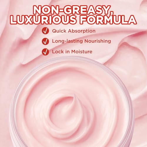 Rose Body Butter, Shea Body Butter for Women Dry Skin, Natural Rose Lotion for Body Care Smell Good-6.8 floz(200ml)
