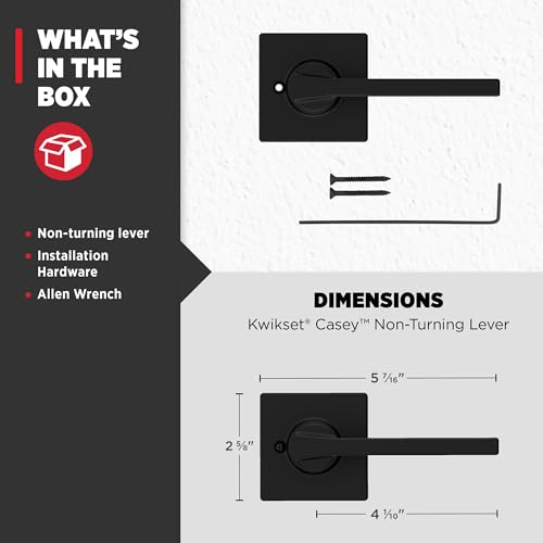 Kwikset Casey Dummy Door Handle, Single Sided Lever for Closets, French Double Doors, and Pantry, Satin Nickel Non-Turning Reversible Interior Push/Pull Lever, with Microban Protection