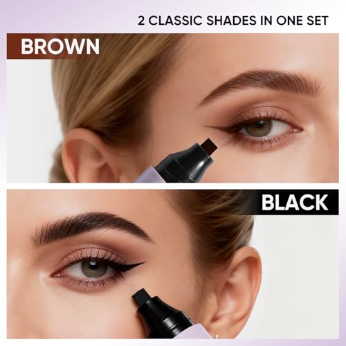 2CHILL Dual-Ended Rotating Eyeliner Stamp Pen - Black & Brown