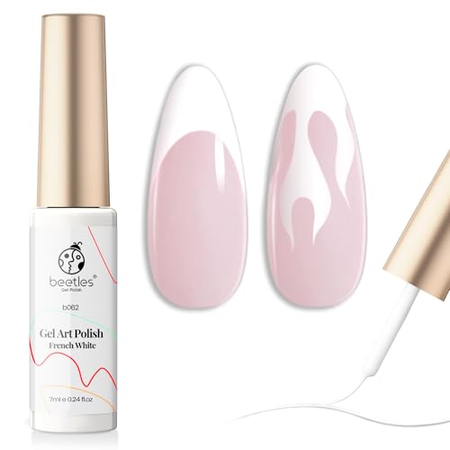 Beetles White Gel Nail Liner Polish with Built-in Fine Brush (7ml)