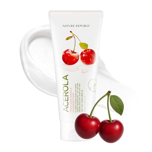 Nature Republic Fresh Herb Acerola Cleansing Foam 170ml - Daily Face Wash with Acerola Extract - Suitable for All Skin Types - Variant: 1EA