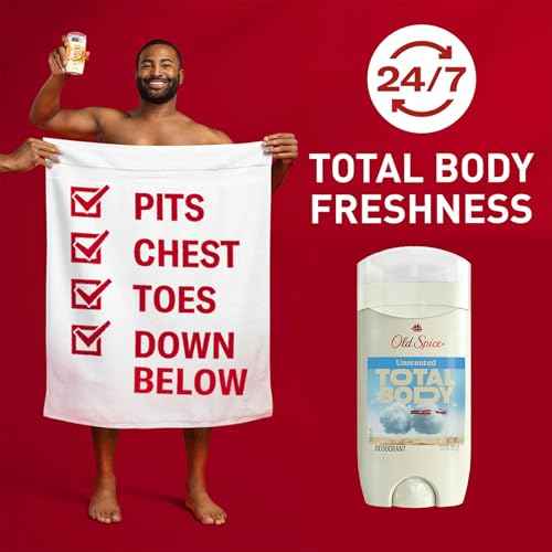 Old Spice Whole Body Deodorant for Men, 3 Pack, Aluminum Free, Unscented Stick Deodorant, Dermatologist Tested, Safe to use all over, 3 oz. Each