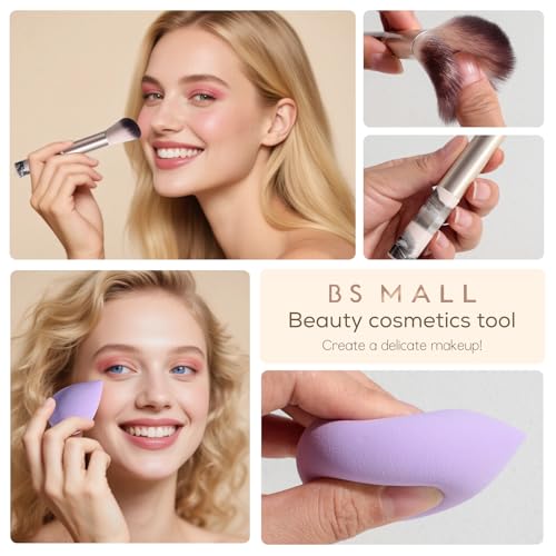 BS-MALL large Led Makeup Mirror Case Travel Makeup Brushes Set 15 Pcs ? LED Light Mirror with Makeup Sponge for Enhanced Beauty Routine Desk Stand Led Mirror
