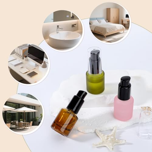 Segbeauty 15ml Frosted Glass Pump Bottles, 3-Pack Travel Dispenser