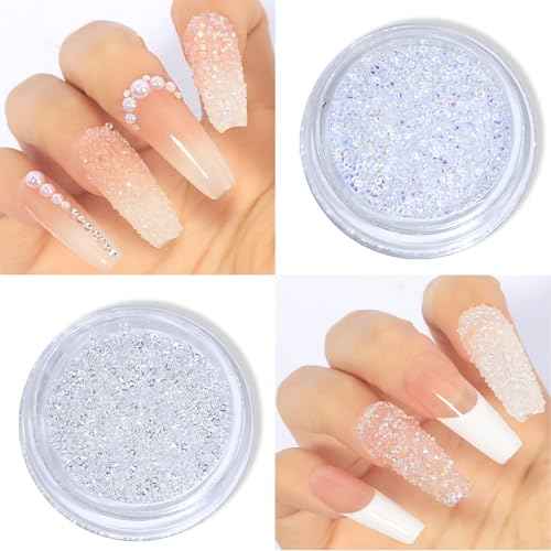 HNUIX Nail Rhinestones and Pearls Nail Charms, 4Box Crystals Nail Gems, Rhinestones, Pearl for Nails Gemstones Bling for DIY Nail Art Decor , with Wax Pencil and Tweeze