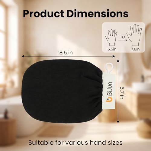 BiJun Exfoliating Gloves - Moroccan Kessa Scrub Mitt for Body