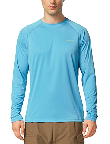 BALEAF Men's Sun Protection Shirts UV SPF T-Shirts UPF 50+ Long Sleeve Rash Guard Fishing Running 2 Pack Blue Size L