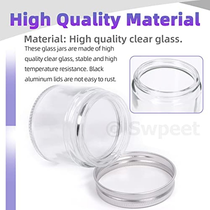 15 Pack 2oz Glass Jars with Silver Lids - Travel Cosmetic Containers