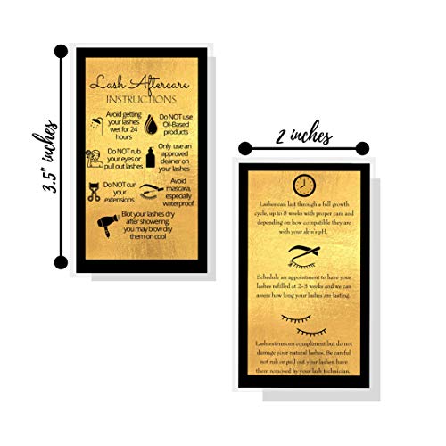 Lash Extension Aftercare Cards 50 Pack - Black & Gold