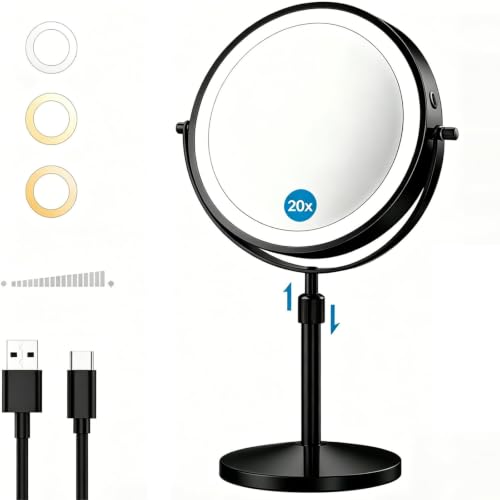 8.5" Dual-Sided Magnifying Makeup Mirror with LED Lights